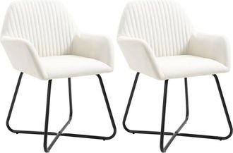 vidaXL Vidaxl - Sillas de comedor 2 unidades tela color crema