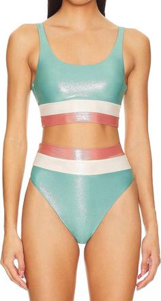 Beach Riot Heidi Bikini Bottom In Crystal Sea Sparkle