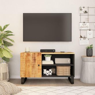 vidaXL Mueble De Tv Madera Mango Y Madera Contrachapada 80x33x46 Cm Vidaxl