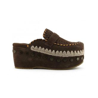 Mou Klompen van su&egrave;de - Dames - Sleehakken - Bruin - 38 EU - Su&egrave;de - Schoenen