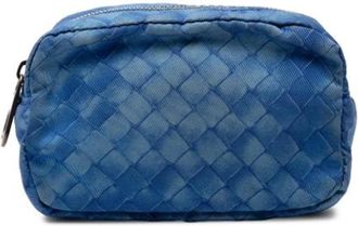 Bottega Veneta Pre-owned Mini Bags, female, Blue, Size: ONE SIZE Pre-owned Nylon Pouch