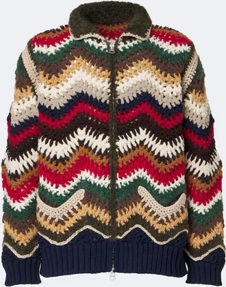 sacai Chevron crochet blouson jacket