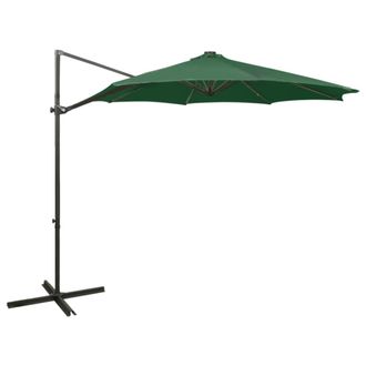 vidaXL Sombrilla De Jard&iacute;n Voladiza Con Palo Y Luces Led Verde 300 Cm Vidaxl