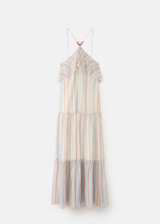Mango Vestito righe volant blu - Donna - XS - MANGO
