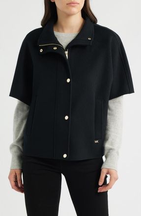 Michael Kors Double Face Wool Cape in Black at Nordstrom, Size X-Small