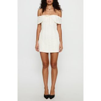 Princess Polly Colettie Off the Shoulder Minidress in Cream at Nordstrom, Size 10