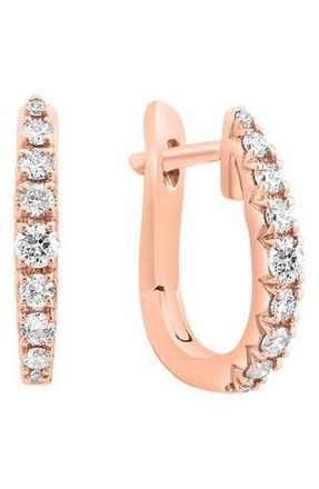 Effy 14K Rose Gold Diamond Huggie Hoop Earrings - 0.24ct. in Pink at Nordstrom Rack