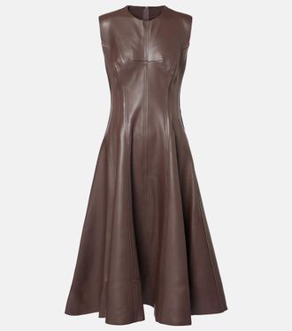 Norma Kamali Grace faux leather bustier midi dress