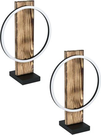 Loops 2 PACK Table Lamp Colour Black Brown Rustic Shade White Plastic Bulb LED 1x12W