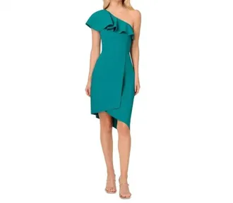 Adrianna Papell One-Shoulder Asymmetric Neck Dress In Blue