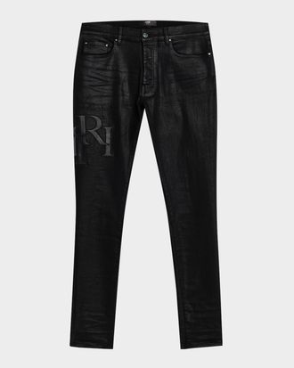 Amiri Men & apos;s Staggered Logo Waxed Skinny Jeans