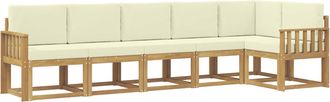 vidaXL Conjunto De Sof&aacute;s De Exterior 6 Uds. Blanco Y Crema Poli&eacute;ster Vidaxl