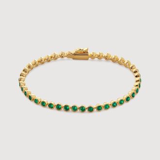 Monica Vinader Gold Gemstone Essential Tennis Bracelet Green Onyx