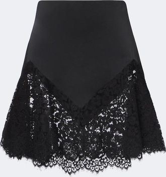 Stella McCartney Asymmetric lace-trimmed satin miniskirt