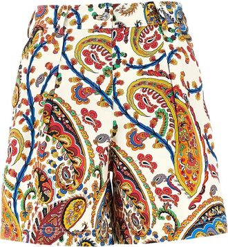 Etro Shorts Con Pieghe In Stampa Paisley-Donna