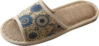 Generic Unisex Indoor Open Toe Slippers Sole Breathable Home Footwear Comfortable Shoes for Women and Men (Blue, 7.5)