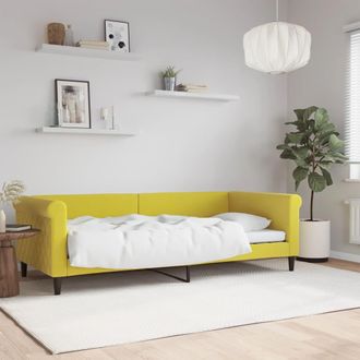 vidaXL Sof&aacute; Cama Sin Colch&oacute;n Terciopelo Amarillo 90x200 Cm Vidaxl