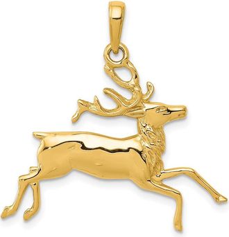 Diamond2Deal 14k Yellow Gold Deer Running Pendant