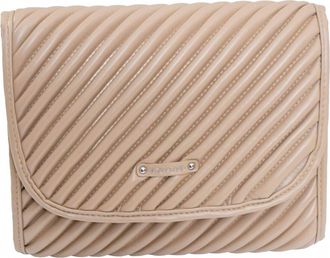 Joan & David Collection Womens Diagonal Quilted Hanging Toiletry Case In Tan