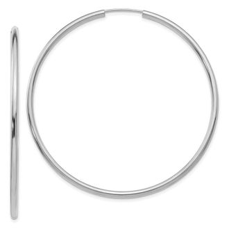 Diamond2Deal 10k White Gold Round Endless Hoop Earrings 2.47g