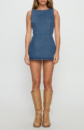 Princess Polly Ainsleigh Denim Minidress in Mid Blue Wash at Nordstrom, Size 10