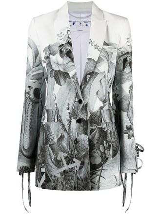 Off-white Blazer met enkele rij knopen - Wit