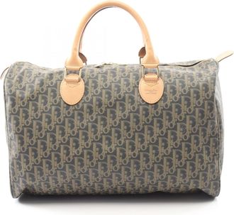 Dior Beige Khaki Navy Pvc Leather Boston Bag (Pre-Owned)