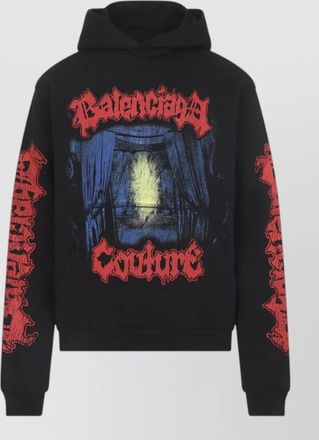 Balenciaga medium fit hoodie distressed fleece hood