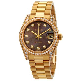 Rolex Pre-owned Rolex Datejust Automatic Chronometer Diamond Ladies Watch 178158BKMJDP