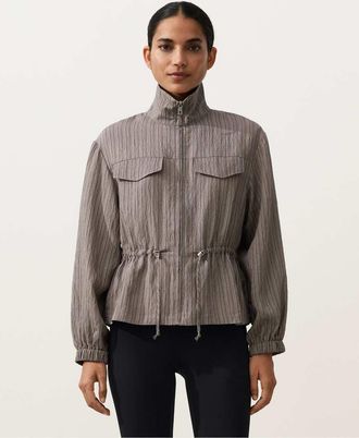 Oysho Giacca stile sahariana nera a righe-Nero