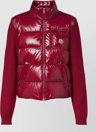 Moncler quilted high collar knit coat cardigan