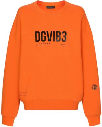 Dolce & Gabbana logo-print cotton hoodie - men - Cotton - L - Orange