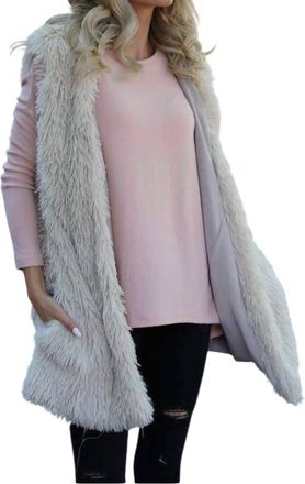 Angie Carrie Anne Faux Fur Vest In Tan