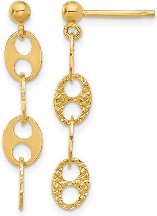 Diamond2Deal 14K Yellow Gold Textured Fancy Link Drop Dangle Earrings