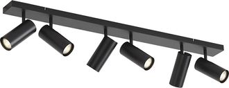 QAZQA Qazqa L&aacute;mpara De Techo Moderna Negra 102cm 6-luces Ajustable