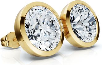 Pompeii3 Certified 6Ct TW Martini Bezel Diamond Studs 14k Gold Lab Grown