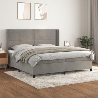 vidaXL Vidaxl - Cama Box Spring Con Colch&oacute;n Terciopelo Gris Claro 200x200 Cm