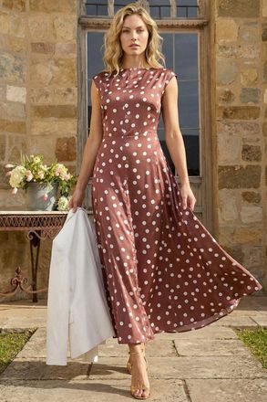 Roman Polka Dot Boat Neck Dress