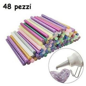 Trade Shop Trade Shop - 48 Stick Colla A Caldo Glitter Ricarica Per Pistola Lunga 18 Cm Diametro 11 Mm