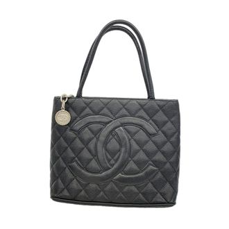 Chanel Black Grained Calfskin Tote Bag (Pre-Owned)