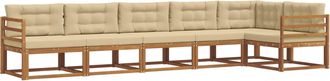 vidaXL Conjunto De Sof&aacute;s De Exterior 6 Uds. Natural Y Beige Vidaxl