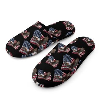Generic U.S.A Flag And Eagle1 Mens Cozy Memory Foam Slippers Warm Cotton House Shoes Comfy Slipper for Indoor Outdoor