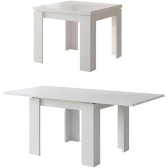 Dmora Tavolo Allungabile Popoli, Allungabile, Meccanismo Estensione a Libro, Lunghezza Massima 180 cm, 180x90x78h cm Bianco
