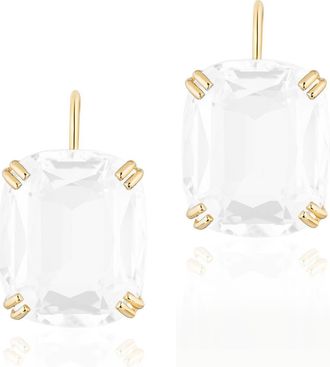 Goshwara Gossip Cushion Cut Stone Drop Earrings in White at Nordstrom