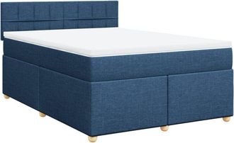 vidaXL Cama Box Spring Con Colch&oacute;n Tela Azul 140x200 Cm Vidaxl