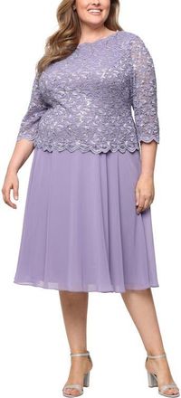 Alex Evenings Mock Two-Piece Midi Dress in Heather at Nordstrom, Size 14W