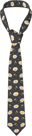 Generic Skinny Tie,Floral Daisy Chamomile Botanical Slim Necktie for Men Neck Tie for Wedding Party Business