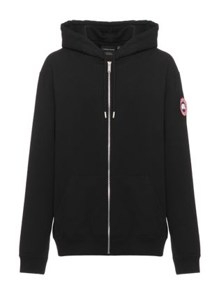 Canada Goose Cotton Hooded Sweatshirt with Silver Zipper and Logo Patch