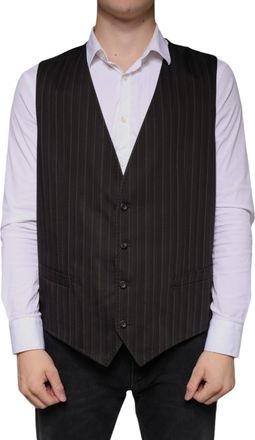 Dolce & Gabbana Pinstriped Cotton-Blend Formal Vest - Black