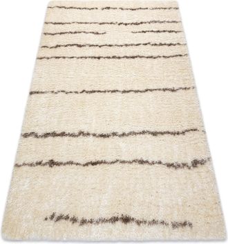 RugsX Rugsx - Alfombra Fluffy 2371 Shaggy Rayas - Crema / Beige Beige 200x290 Cm